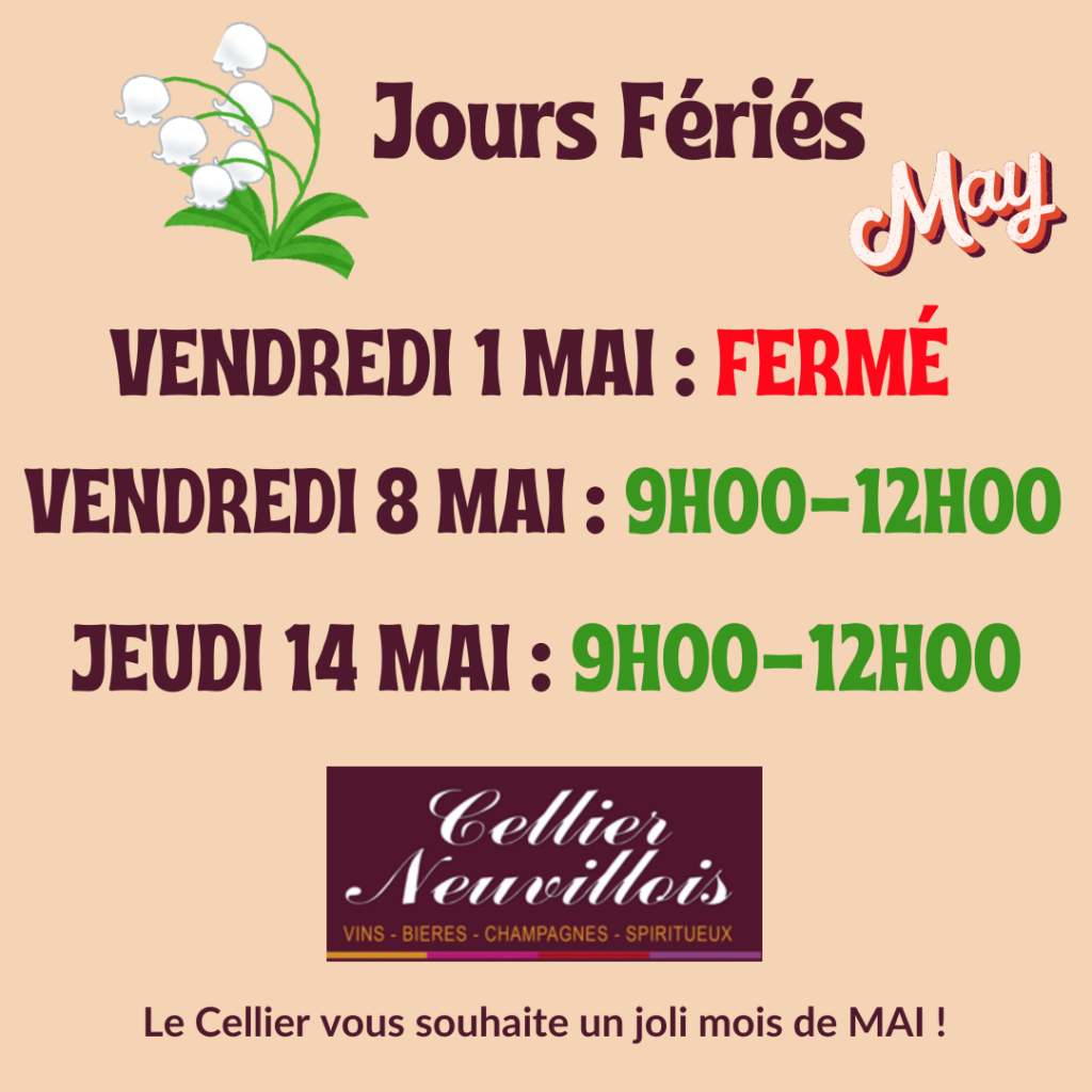 Les Jours Fériés du mois de MAI